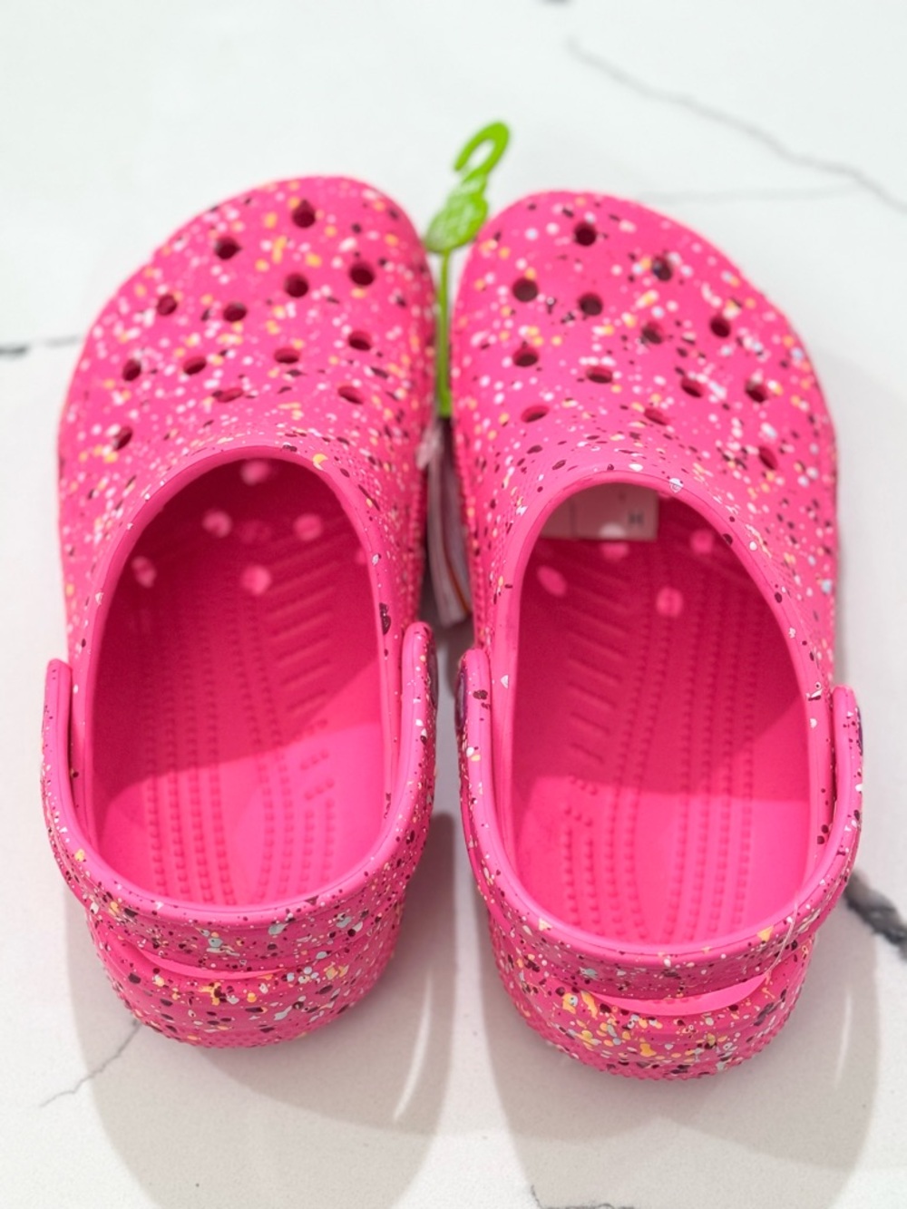 CROCS Kids Paint Splatter Clogs in Hot Pink
